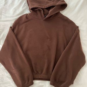 Zara Brown Cropped Hoodie